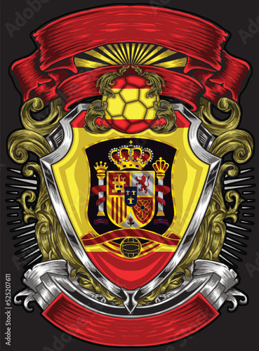 spain soccer illustration background isolated on black background for poster, t-shirt print, business element, social media content, blog, sticker, vlog, and card. vector illustration.