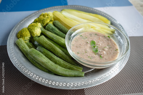 Mackerel Chili Paste with blanched vegetables esanfood