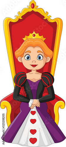 Cartoon queen sitting on the throne