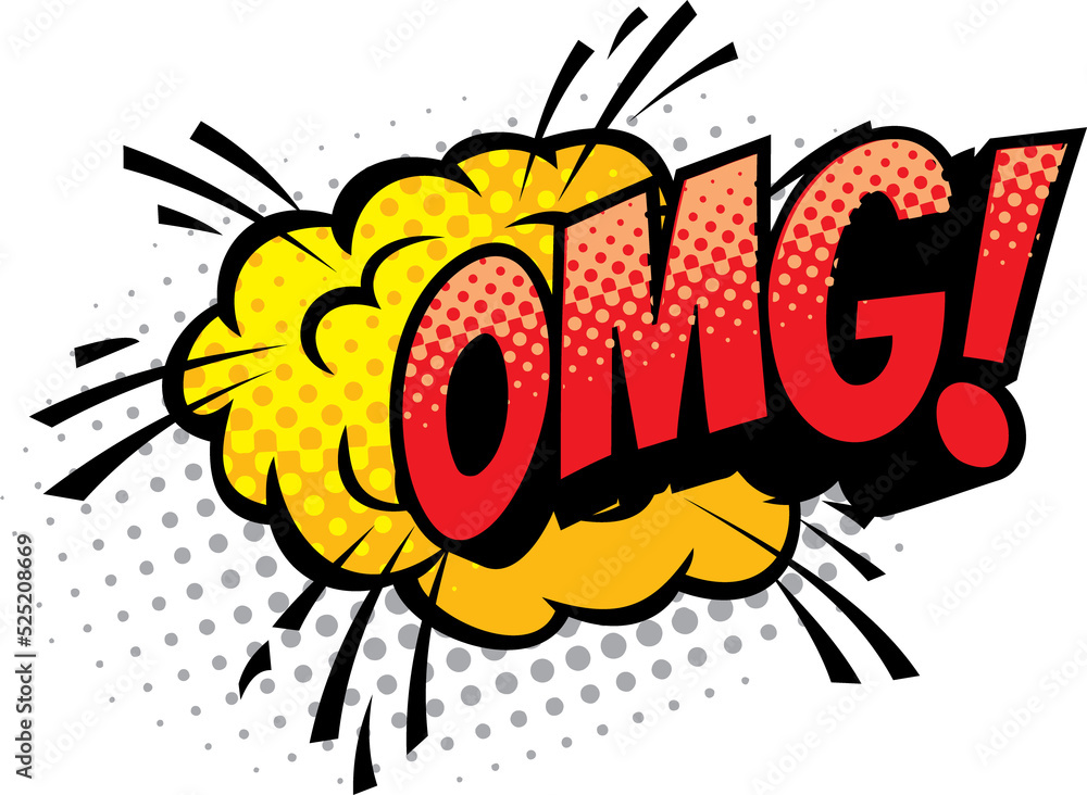 Naklejka premium Omg cartoon comic book sound, pop cloud blast