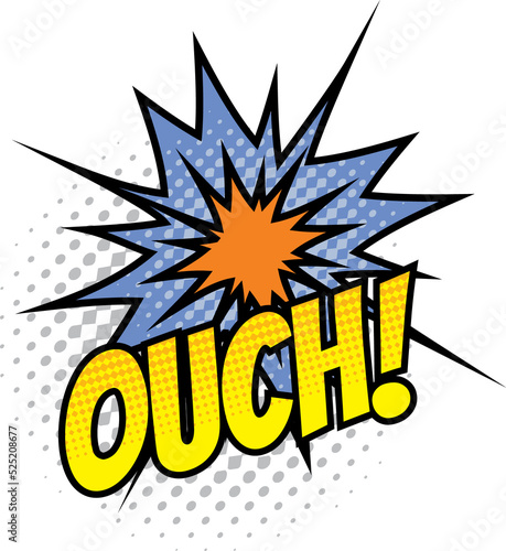 Ouch cartoon comic book sound blast explosion