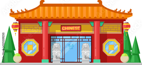 Restaurant building chinese cuisine cafe isolated