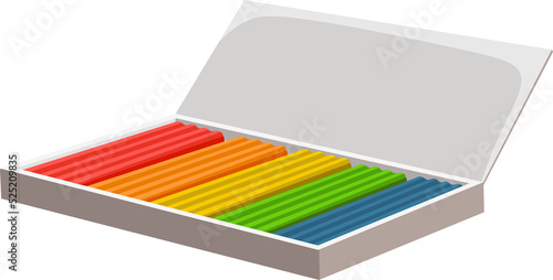 Palette of plasticine modeling material isolated