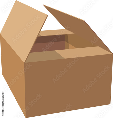 Empty rectangular packing box isolated container