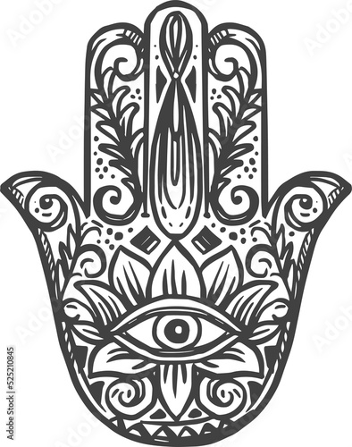 Hamsa hand with ornaments isolated palm amulet photo