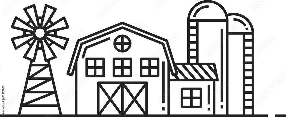 Rural building windmill. Farmhouse, grain storage Rural building windmill. Farmhouse, grain storage