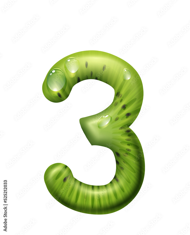 3 digit of kiwi fruit and aqua, three numeral 3 digit of kiwi fruit and aqua, three numeral