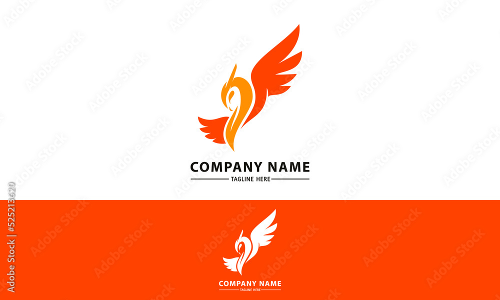 Red Color Abstract Bird Spread Wing Logo Design Red Color Abstract Bird Spread Wing Logo Design