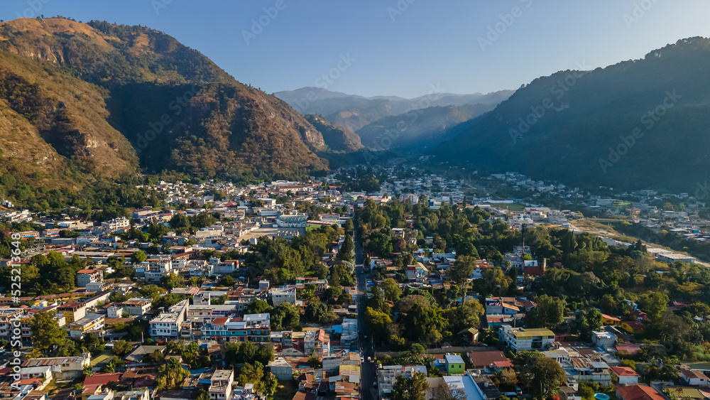Beautiful aerial view of the Panajachel town next to the Atitlan lake in Guatemala. Beautiful aerial view of the Panajachel town next to the Atitlan lake in Guatemala.