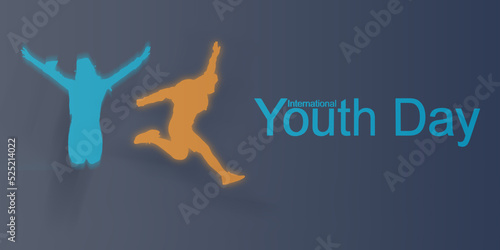International youth day person friendship event banner community happy august celebration festival event holiday social fun concept diversity business jump symbol flyer up text word opportunity