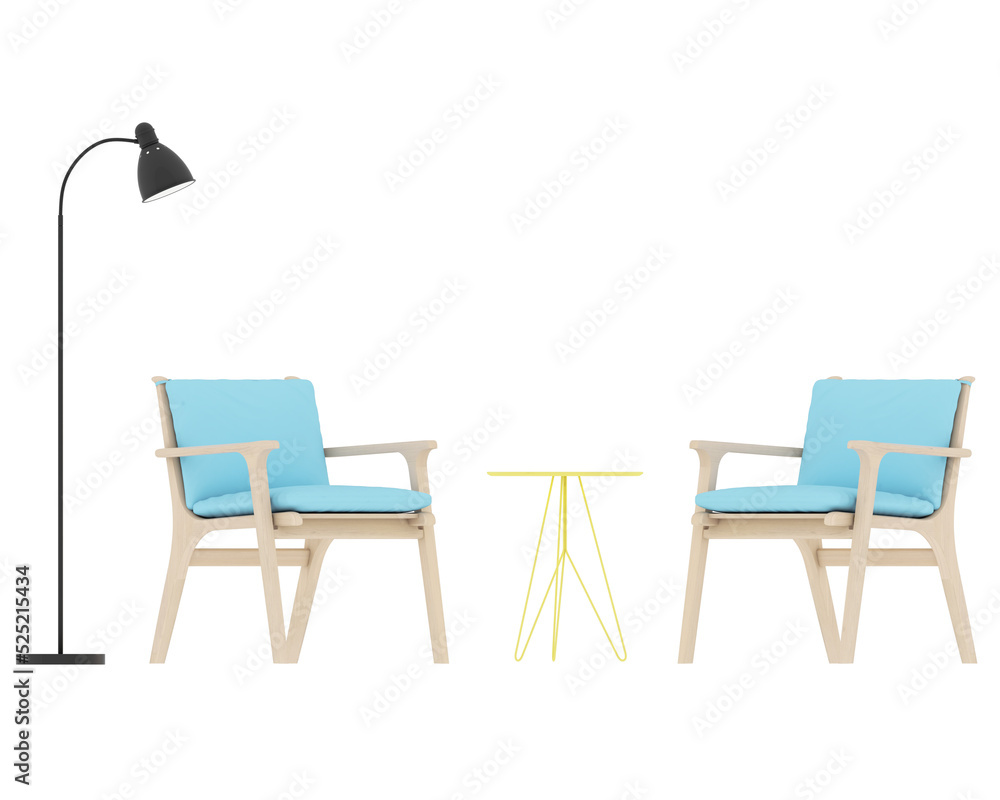 Minimal style armchair with front view 3d rendering. Minimal style armchair with front view 3d rendering.