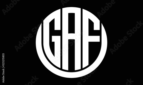 GAF shield in circle logo design vector template. letter mark, wordmark, monogram symbol on white background.