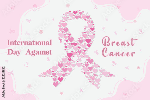 Beautiful illustration and typography breast cancer awareness ribbon and fight on cancer in women vector