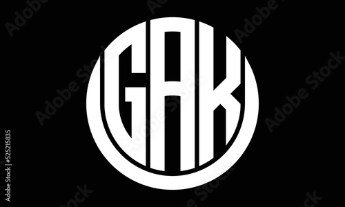 GAK shield in circle logo design vector template. letter mark, wordmark, monogram symbol on white background. photo