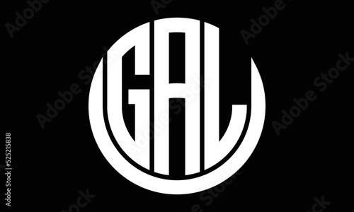 GAL shield in circle logo design vector template. letter mark, wordmark, monogram symbol on white background.