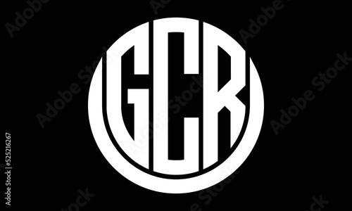 GCR shield in circle logo design vector template. letter mark, wordmark, monogram symbol on white background.