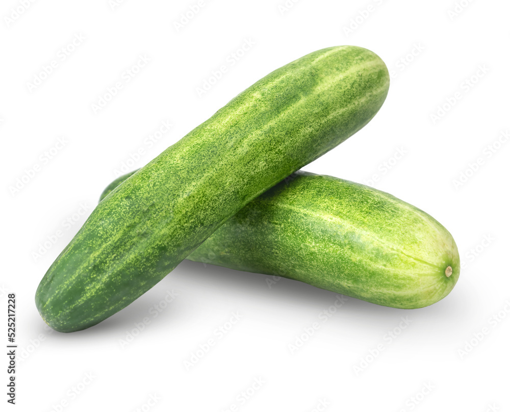 Two fresh cucumbers with shadow isolated Two fresh cucumbers with shadow isolated