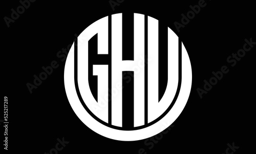 GHU shield in circle logo design vector template. letter mark, wordmark, monogram symbol on white background. photo