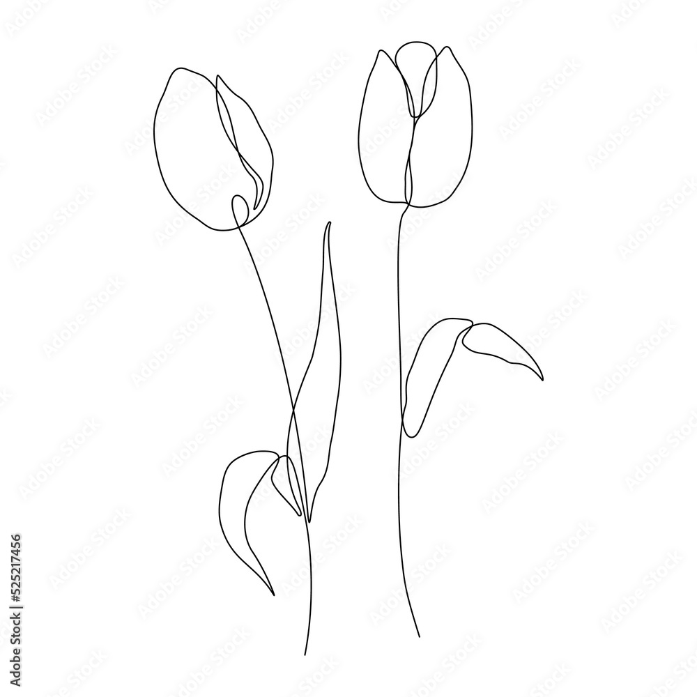 flower in continuous line hand drawn stroke line, minimalist design element