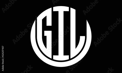 GIL shield in circle logo design vector template. letter mark, wordmark, monogram symbol on white background.
