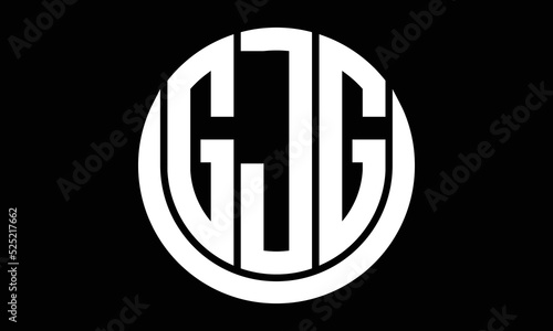 GJG shield in circle logo design vector template. letter mark, wordmark, monogram symbol on white background. photo