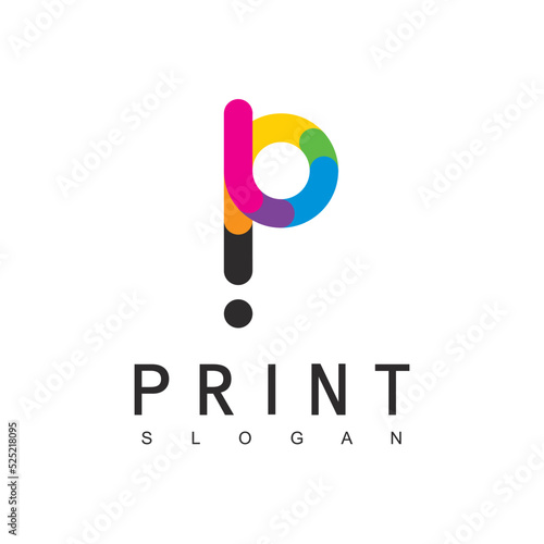 Digital Print Logo Template Using Colorful  P Initial