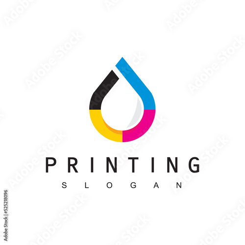 Digital Print Logo Design Template Using Colorful Drop Water Icon