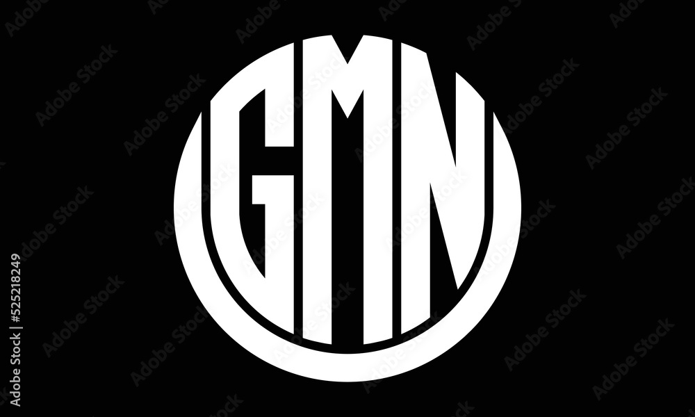 GMN shield in circle logo design vector template. letter mark, wordmark,  monogram symbol on white background. Stock Vector