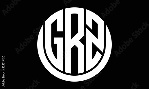 GRZ shield in circle logo design vector template. letter mark, wordmark, monogram symbol on white background. photo