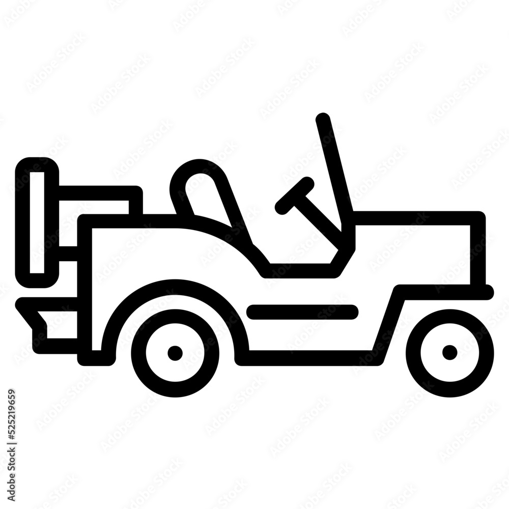 Modern line icon of a jeep Modern line icon of a jeep