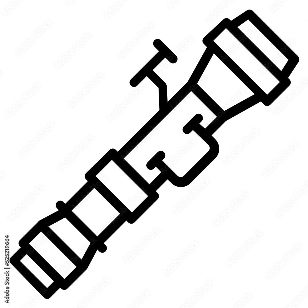A telescope icon in outline design, astrophysics vector A telescope icon in outline design, astrophysics vector
