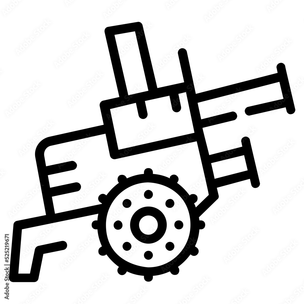 A linear vector icon of a cannon. A linear vector icon of a cannon.