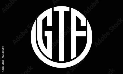 GTF shield in circle logo design vector template. letter mark, wordmark, monogram symbol on white background. photo