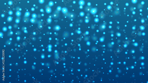 Beautiful snowflake on blurred blue.
Snowfall and glitter glow. Winter night  background with falling snow. Blue bokeh background like starry sky. Illustration of lights on a dark background.