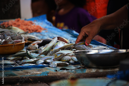 Hunting for fresh fish at the traditional Indonesian "rangai" market.