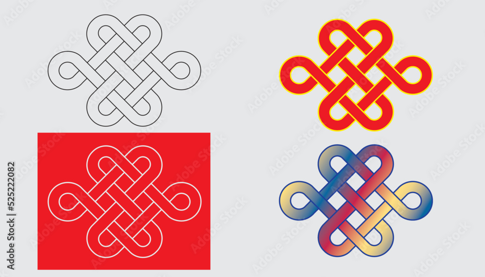 Buryat Mongolian traditional ornament Eternal knot vector illustration set Buryat Mongolian traditional ornament Eternal knot vector illustration set