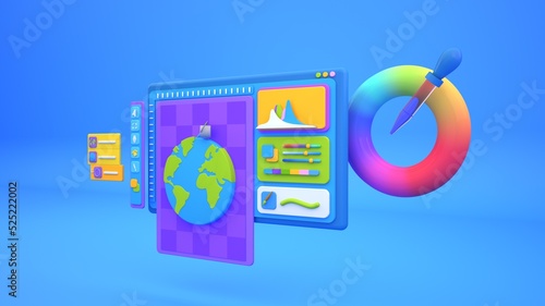 Photo editing software UI 3D Illustration 