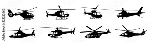 Fotografia, Obraz helicopter silhouette vector collection