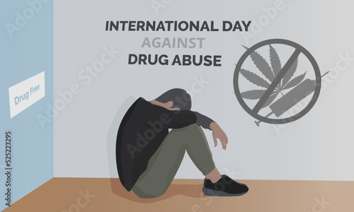 International day against drug abuse banner no drug drug free for healthy and peaceful life vector