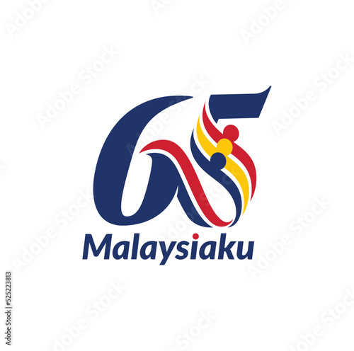 Kuala Lumpur - Malaysia. August 31, 2022: 65 Hari Kemerdekaan Malaysia, Teguh Bersama (Translation: Independence Day of Malaysia, Strong Together). 1957 - 2022. Vector Illustration.