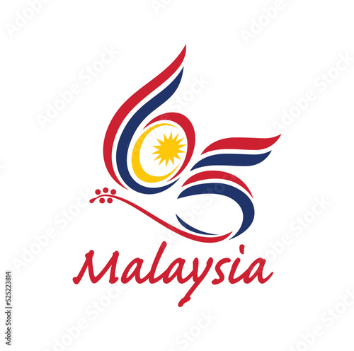 Kuala Lumpur - Malaysia. August 31, 2022: 65 Hari Kemerdekaan Malaysia, Teguh Bersama (Translation: Independence Day of Malaysia, Strong Together). 1957 - 2022. Vector Illustration.
