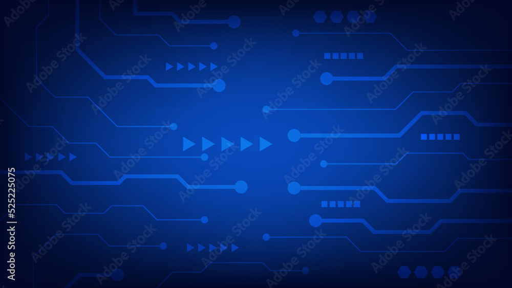 Hi-tech digital circuit board. AI pad and electrical lines connected on blue lighting background. futuristic technology design element concept Hi-tech digital circuit board. AI pad and electrical lines connected on blue lighting background. futuristic technology design element concept