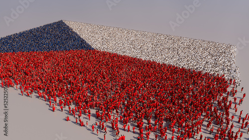 Czech Banner Background, with People congregating to form the Flag of Czech Republic.