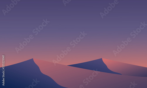 desert with sunset sky before night fall, for background islamic backgound, banner and social media vector