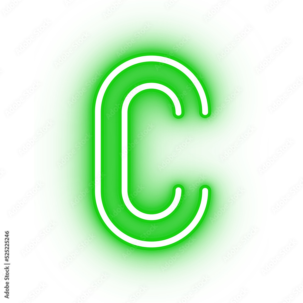 Fototapeta premium Neon alphabet C icon, glowing icon, glowing alphabet icon, glowing C, glowing letter, neon letter