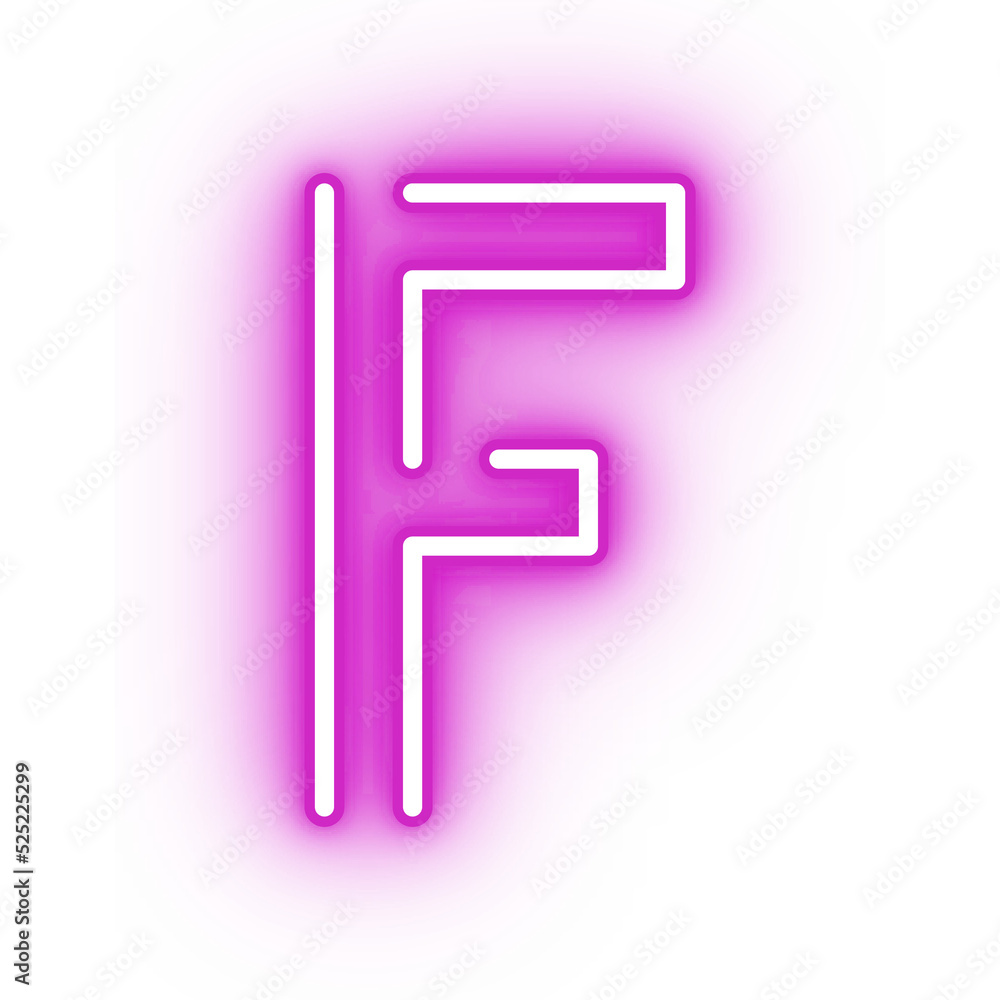 Neon alphabet F icon, glowing icon, glowing alphabet icon, glowing F ...