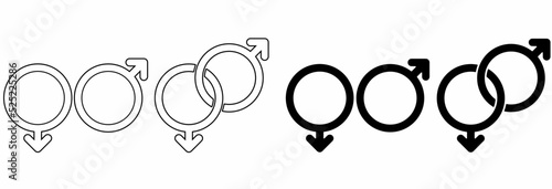 thin line Silhouette Female and male gender icon set isolated on white background