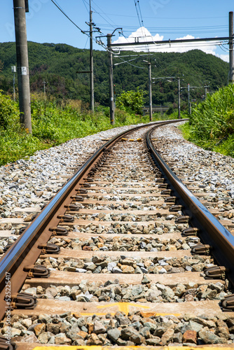 田舎町の電車の線路 レール rail country japan