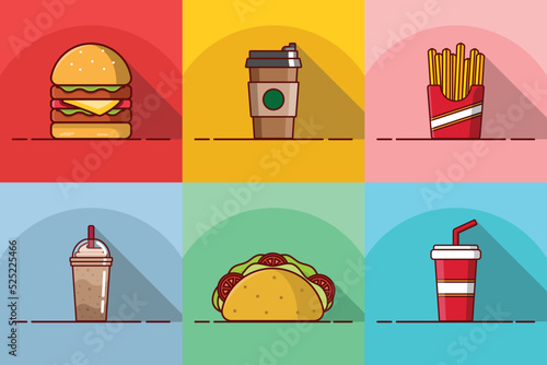 Fast food icon collection design and menu theme Vector illustration. 