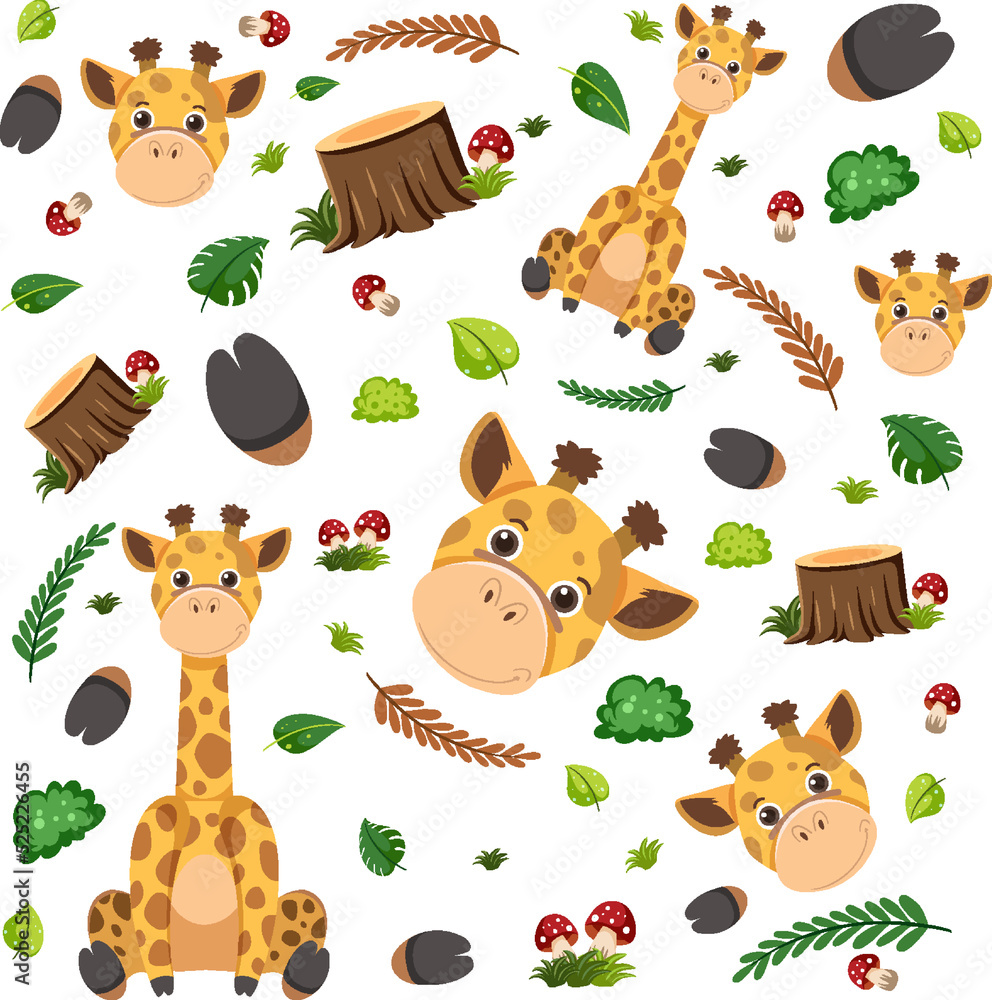Obraz premium Giraffe cute animal seamless pattern
